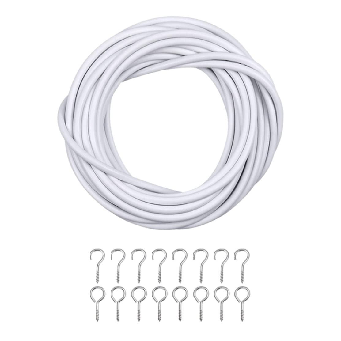 FOLAI 3Meter white Curtain Wire Hanging Cord Kit with 6 Pack Self-adhesive 6 of 